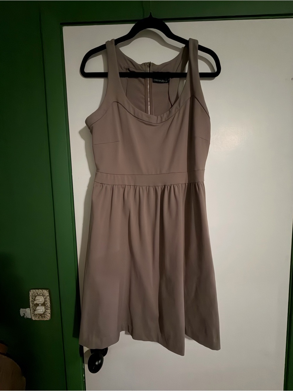 Cynthia Rowley Sleeveless Scoop-Neck Mini Dress in Taupe